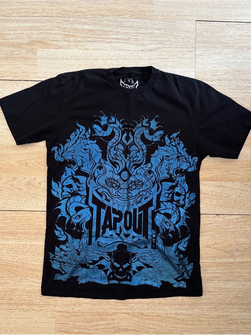 VTG Tapout Shirt Mens Large Black Blue Dragon Skull Graphic Tee Y2K MMA Grunge